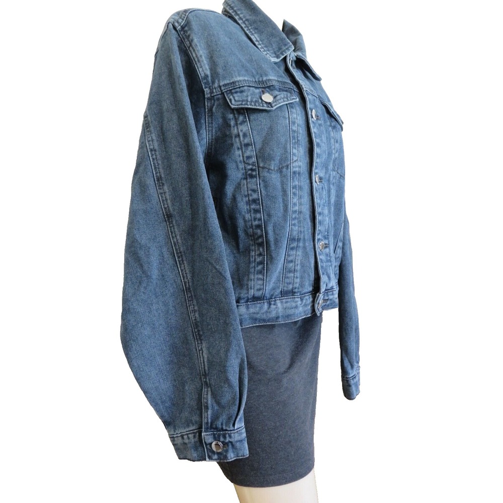 City Chic Rylee Denim Jacket Size L Blue Gray Wash Button Front New - Picture 2 of 13